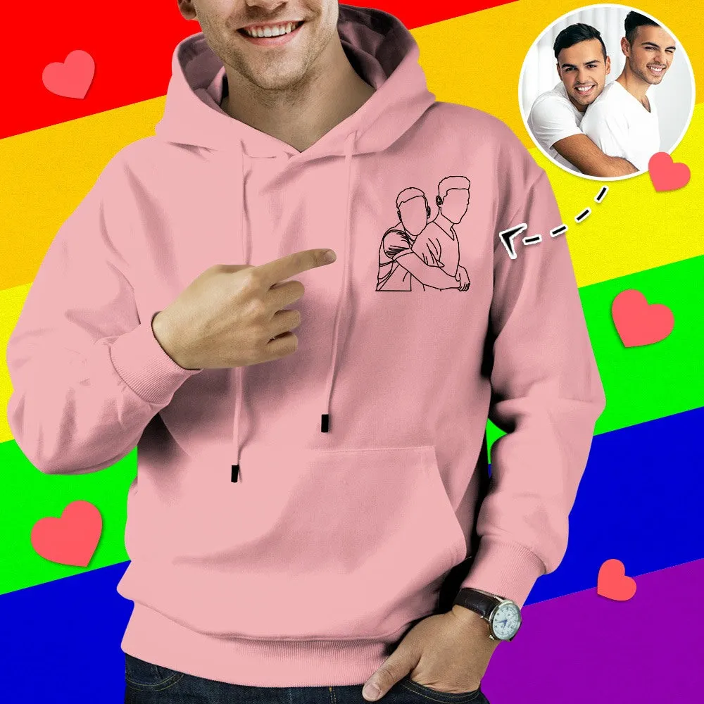 Custom Embroidered Hoodies Outline Photo Sweatshirt Gifts for Him