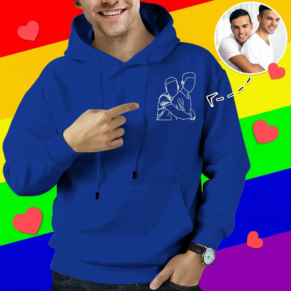 Custom Embroidered Hoodies Outline Photo Sweatshirt Gifts for Him