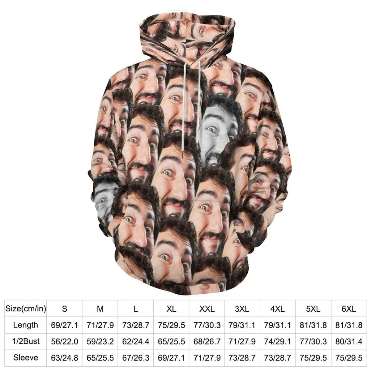 Custom Face Hoodie Jump Color Gray Unisex Large Size Design Your Own Hoodie Personalized Big Seamless Face Loose Hoodie Top Outfits