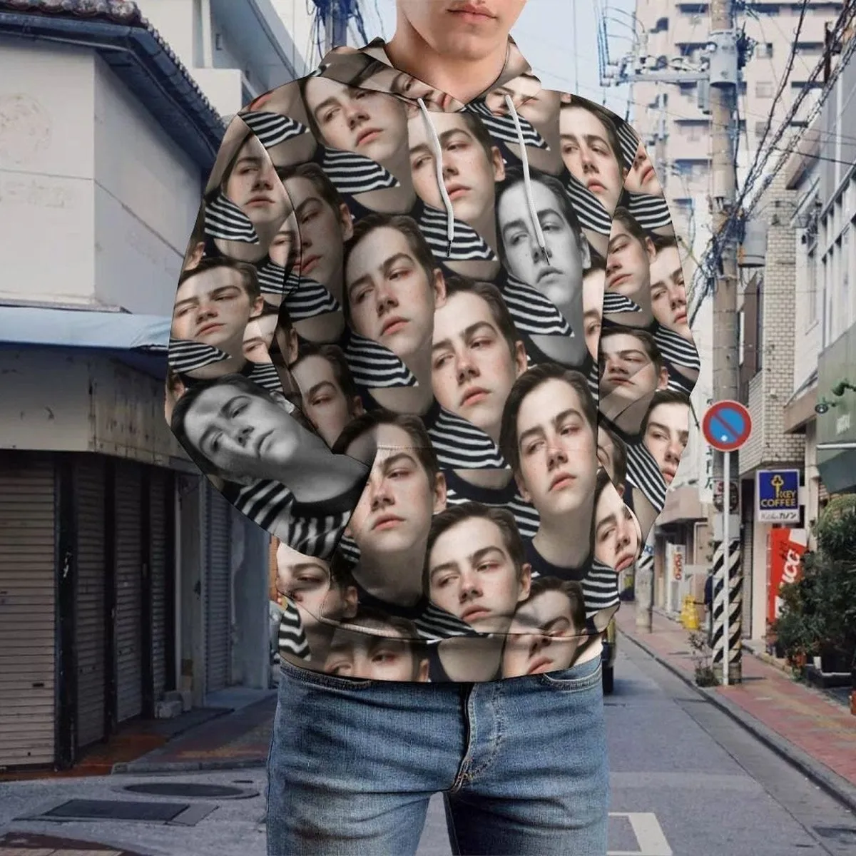 Custom Face Hoodie Jump Color Gray Unisex Large Size Design Your Own Hoodie Personalized Big Seamless Face Loose Hoodie Top Outfits