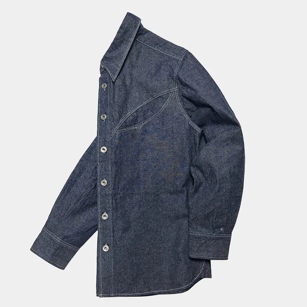 DDL 312- KALEB OV REGULAR FIT WESTERN DENIM SHIRT-10oz-E0 INDIGO
