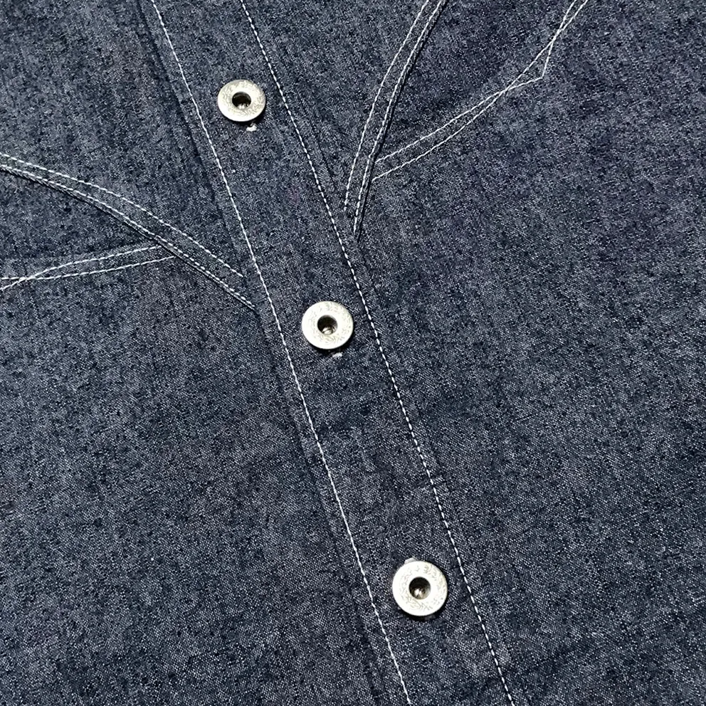 DDL 312- KALEB OV REGULAR FIT WESTERN DENIM SHIRT-10oz-E0 INDIGO