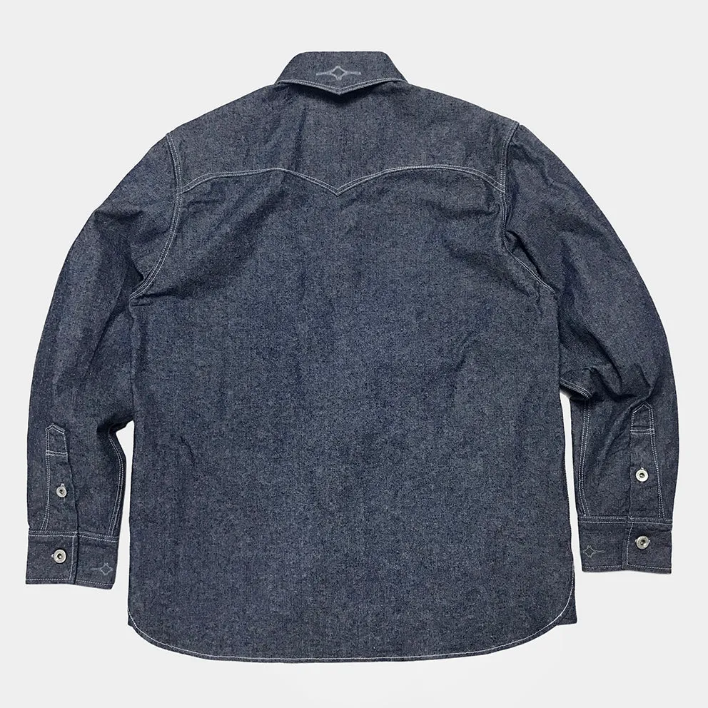 DDL 312- KALEB OV REGULAR FIT WESTERN DENIM SHIRT-10oz-E0 INDIGO