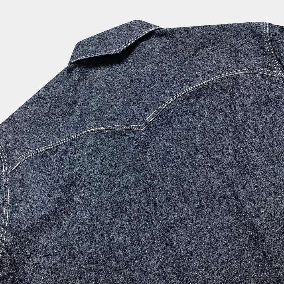 DDL 312- KALEB OV REGULAR FIT WESTERN DENIM SHIRT-10oz-E0 INDIGO