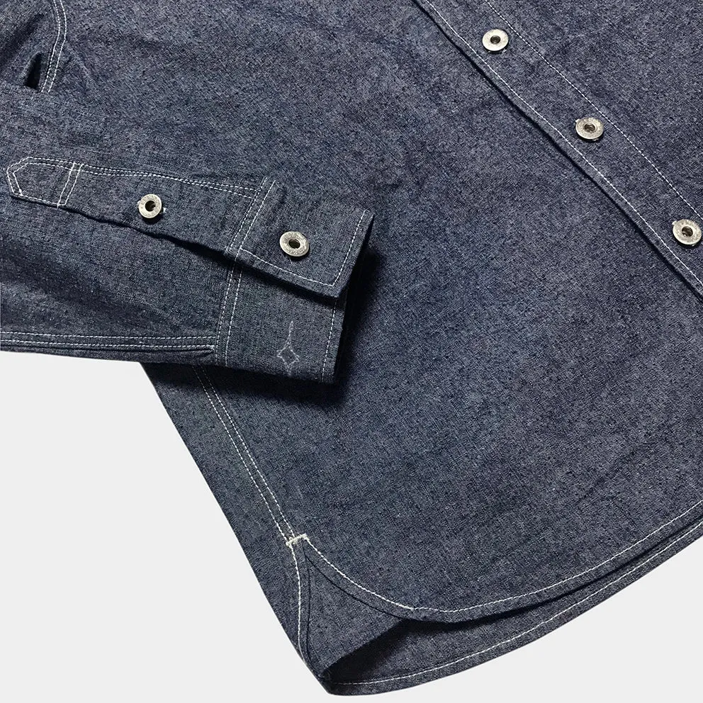 DDL 312- KALEB OV REGULAR FIT WESTERN DENIM SHIRT-10oz-E0 INDIGO