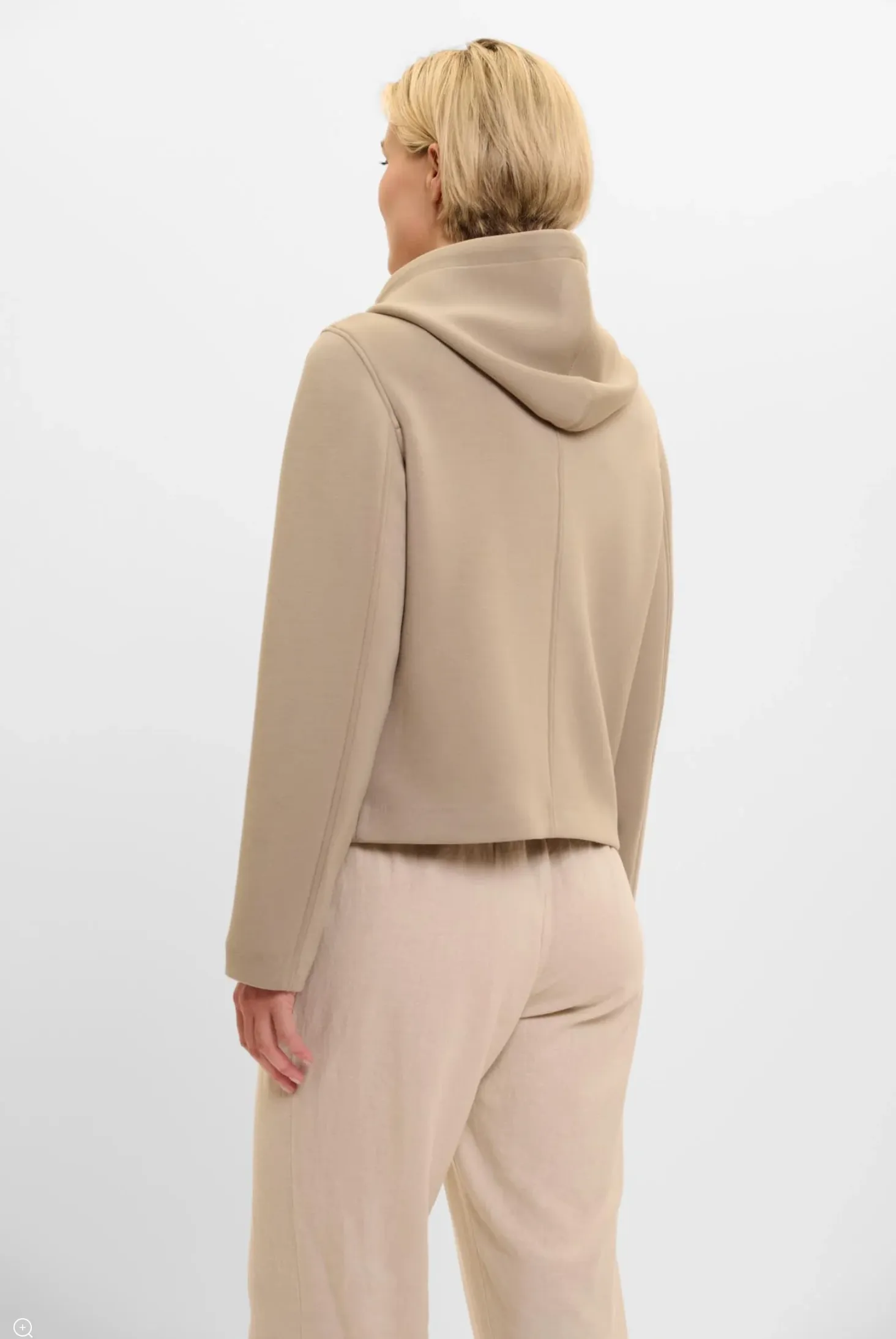 Dusty Khaki Double Breasted Jacket With Detachable Hood Collar