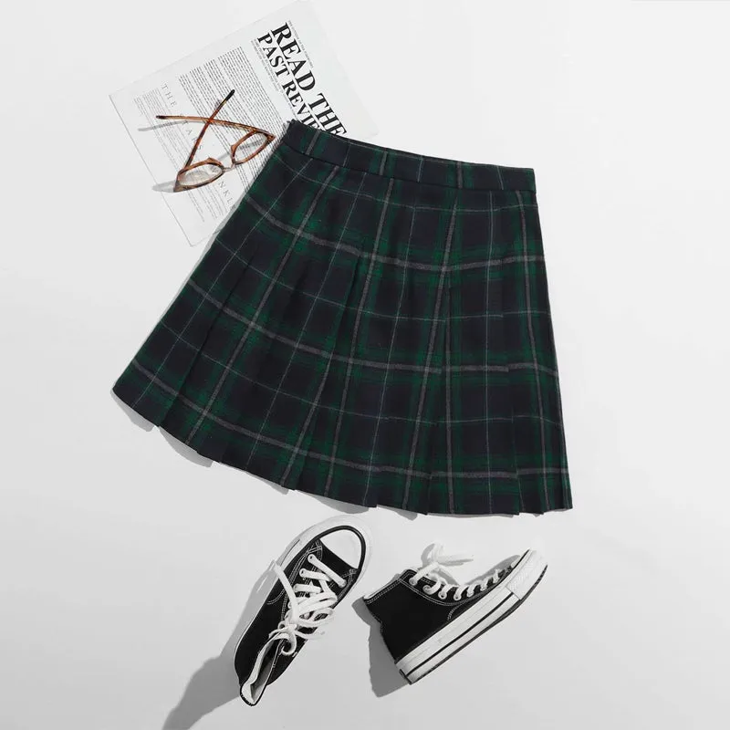 Easy Wear Tartan Pleated Skirt