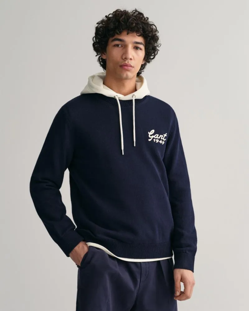 Gant Apparel Mens RELAXED LETTERMAN C-NECK 433/EVENING BLUE