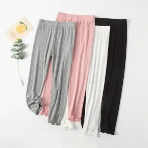 Girl Pants Soft Elastic Cotton Kids Leggings Solid Color Girls Skinny Pants Ruffle Striped Kids Trousers 2-13Y Children Trousers
