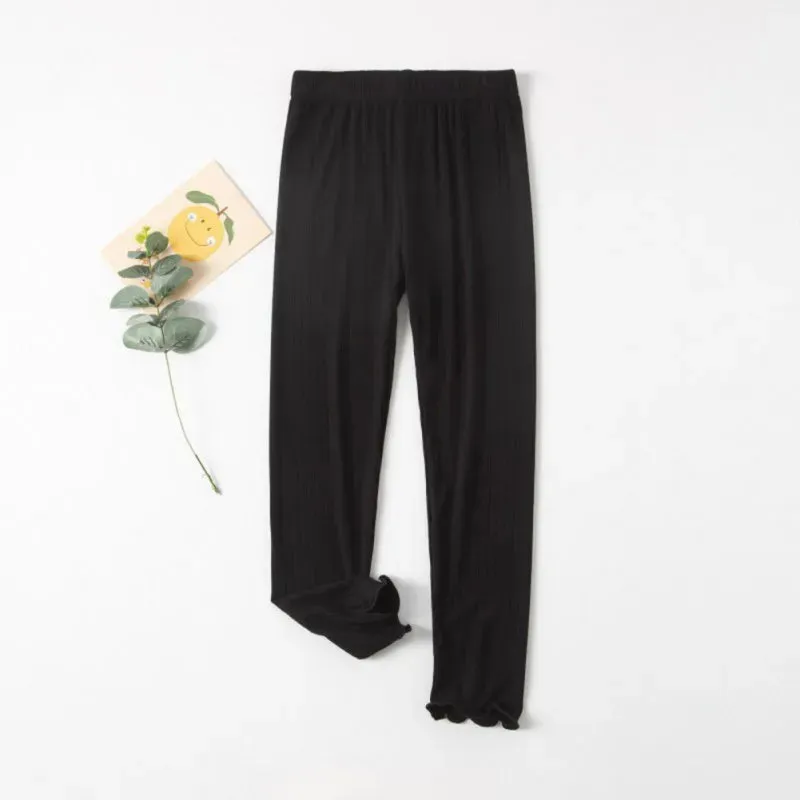 Girl Pants Soft Elastic Cotton Kids Leggings Solid Color Girls Skinny Pants Ruffle Striped Kids Trousers 2-13Y Children Trousers