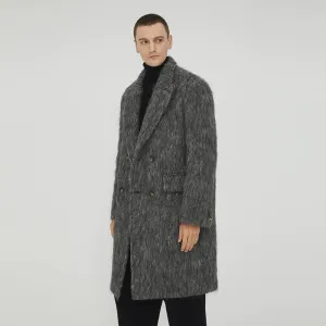 Gray Textured Wool Overcoat