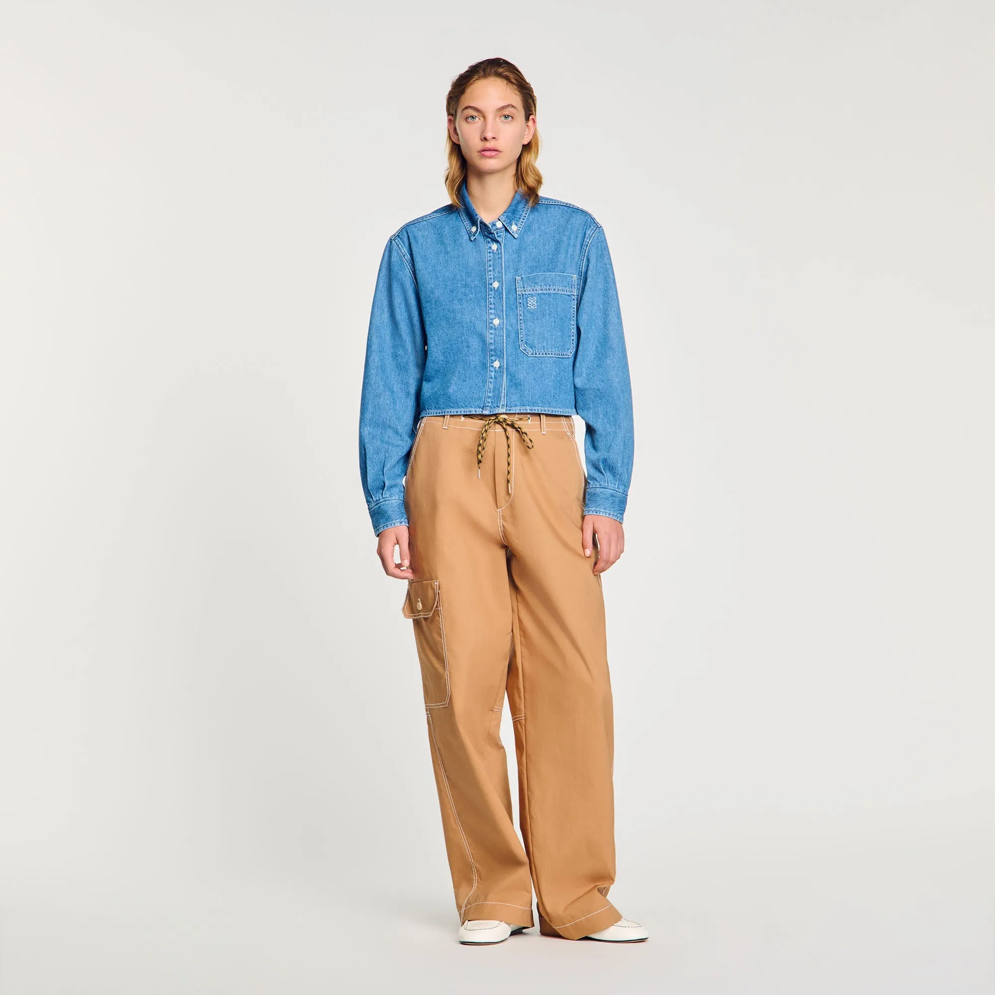 Hiro Denim Cropped Shirt Blue Jean