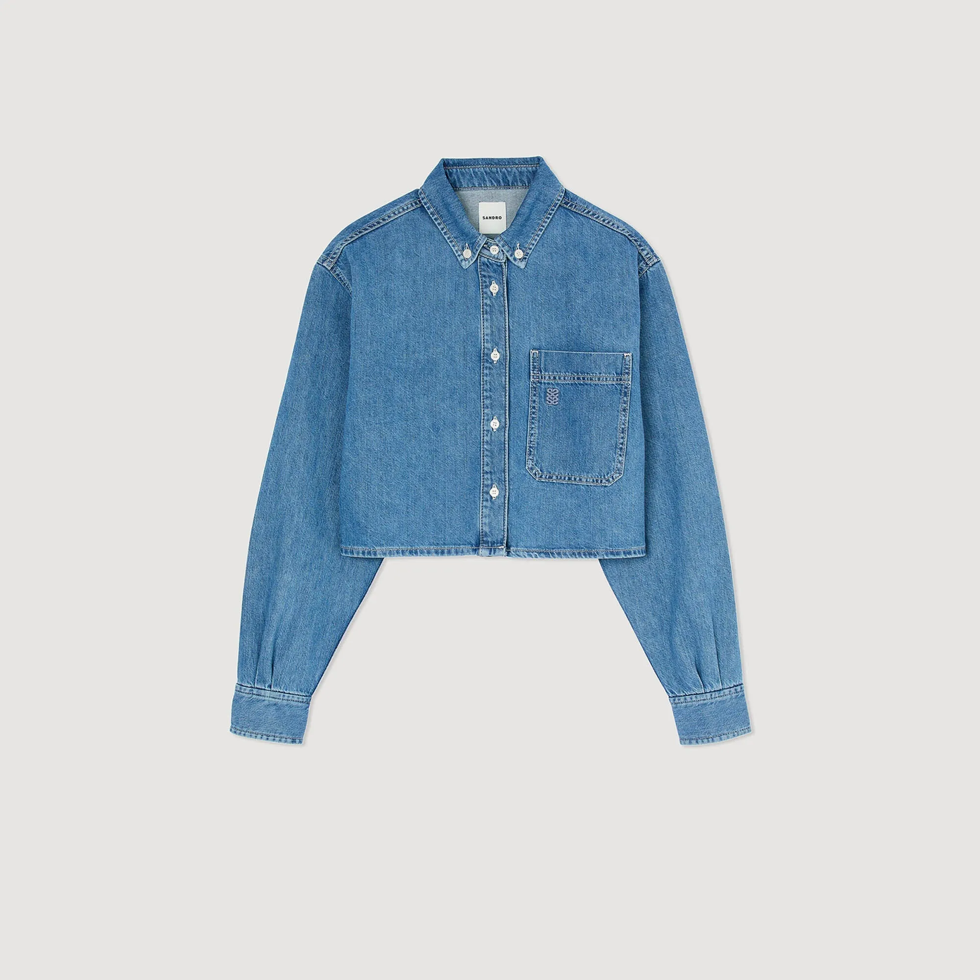Hiro Denim Cropped Shirt Blue Jean