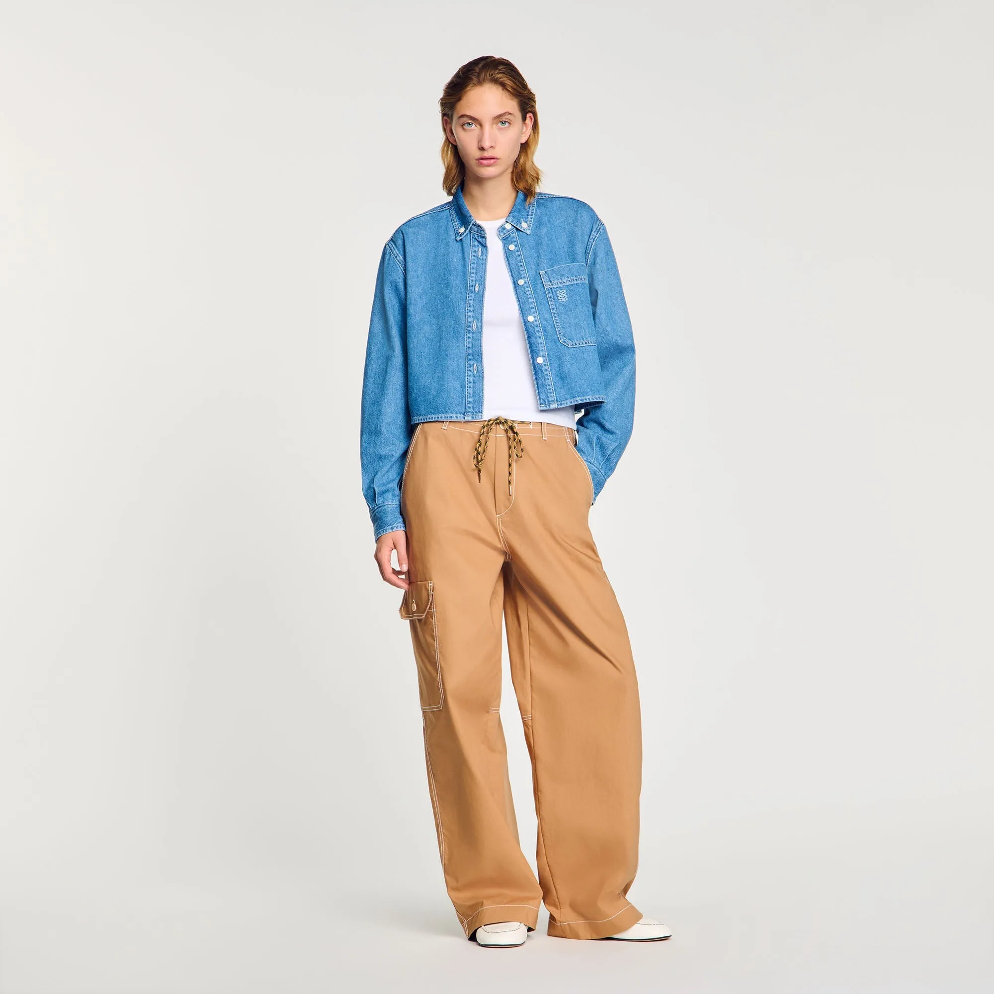 Hiro Denim Cropped Shirt Blue Jean