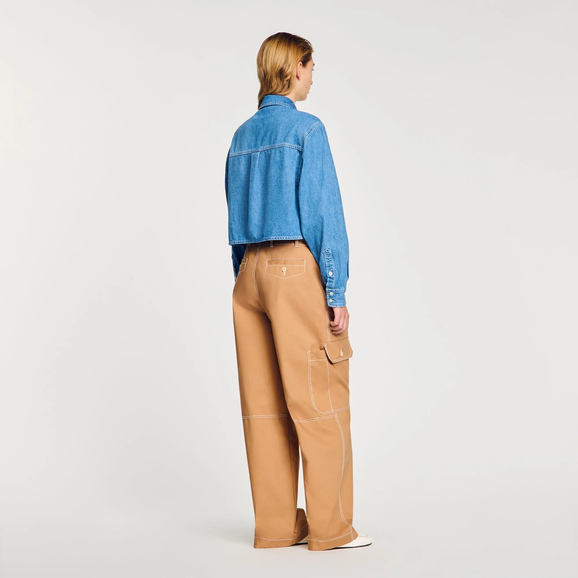 Hiro Denim Cropped Shirt Blue Jean