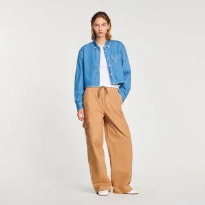 Hiro Denim Cropped Shirt Blue Jean