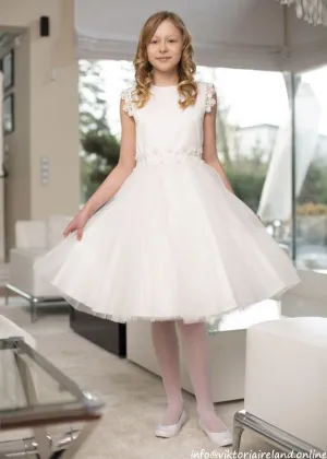 IVORY Tulle Flower Girl Dress with Elegant Details (Ruth)
