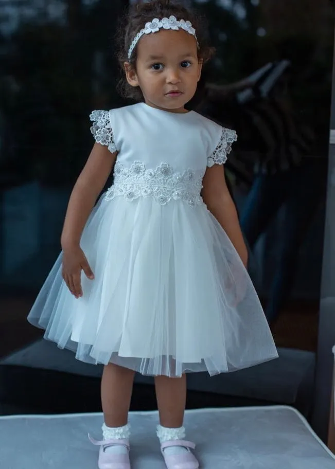 IVORY Tulle Flower Girl Dress with Elegant Details (Ruth)
