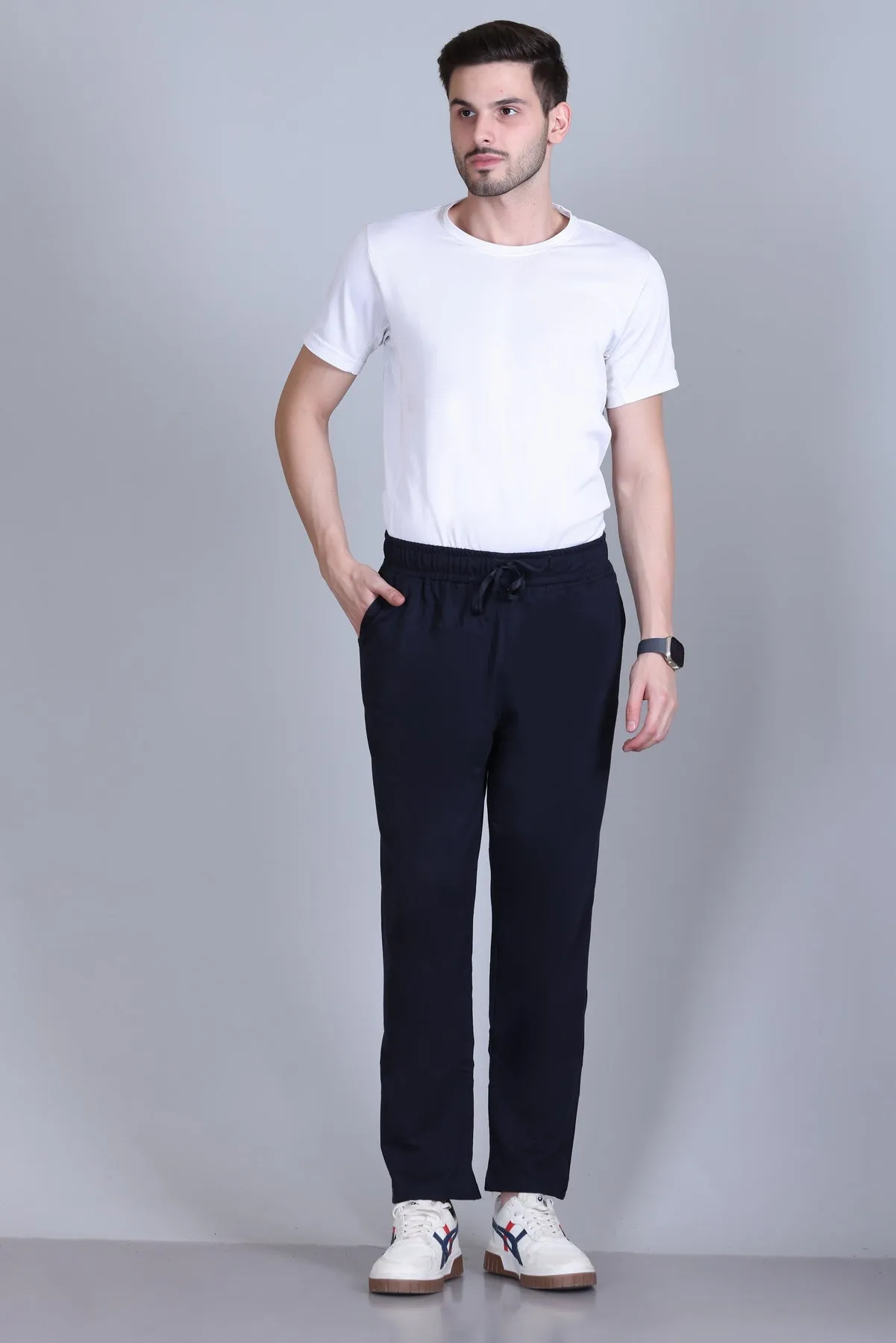 Jinxer Men Midrise wide leg Cotton Pajamas - Navy