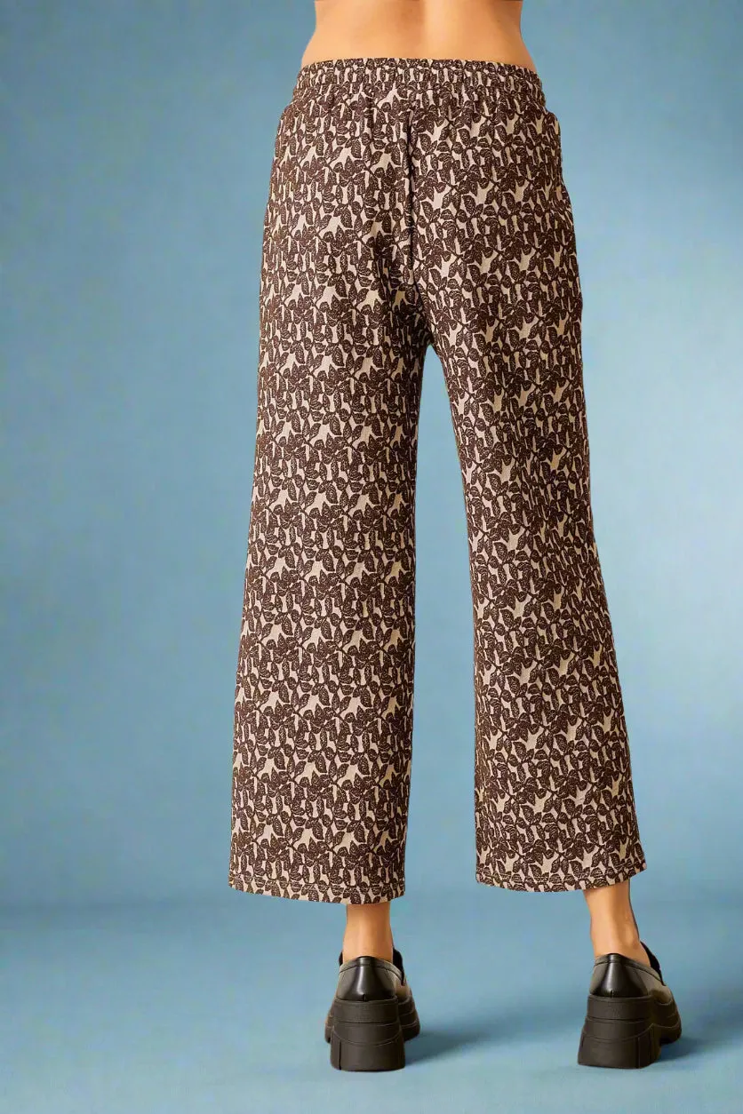 Knit Jacquard Pants Brown