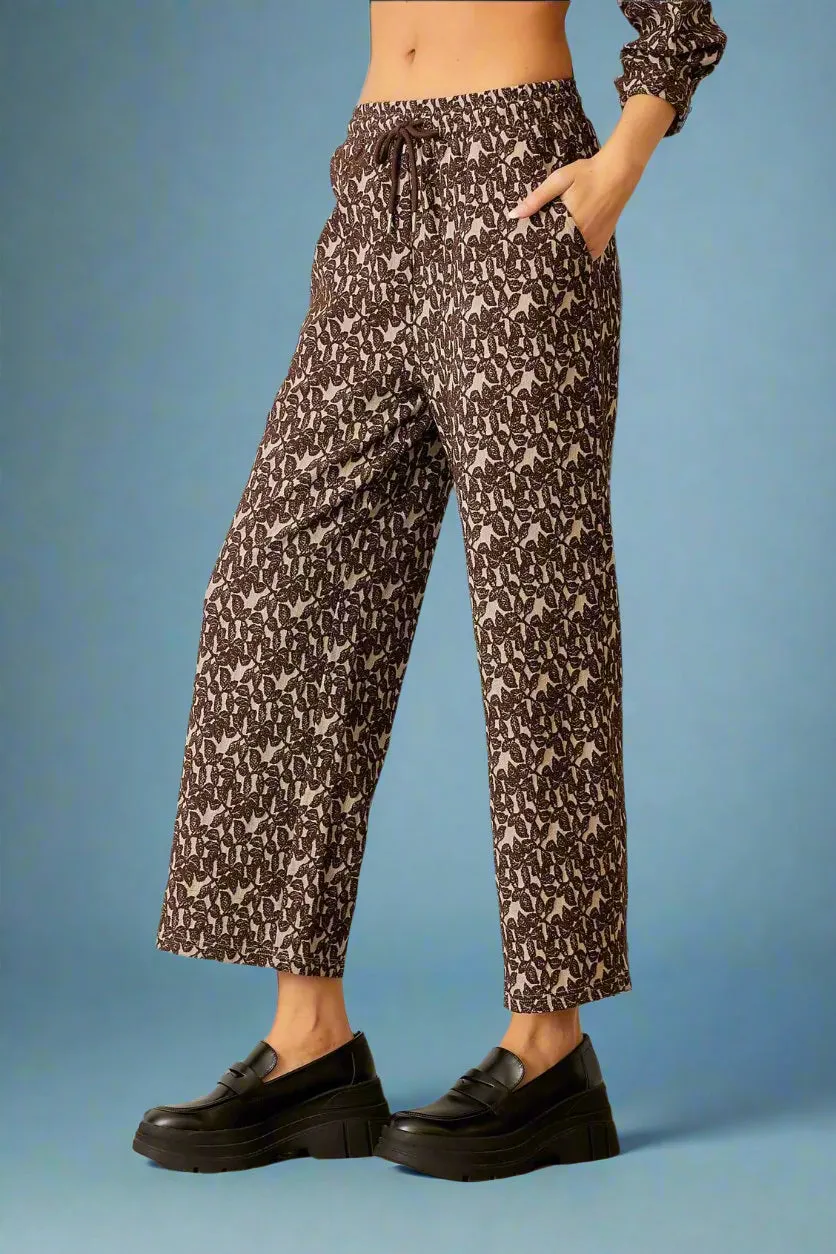 Knit Jacquard Pants Brown