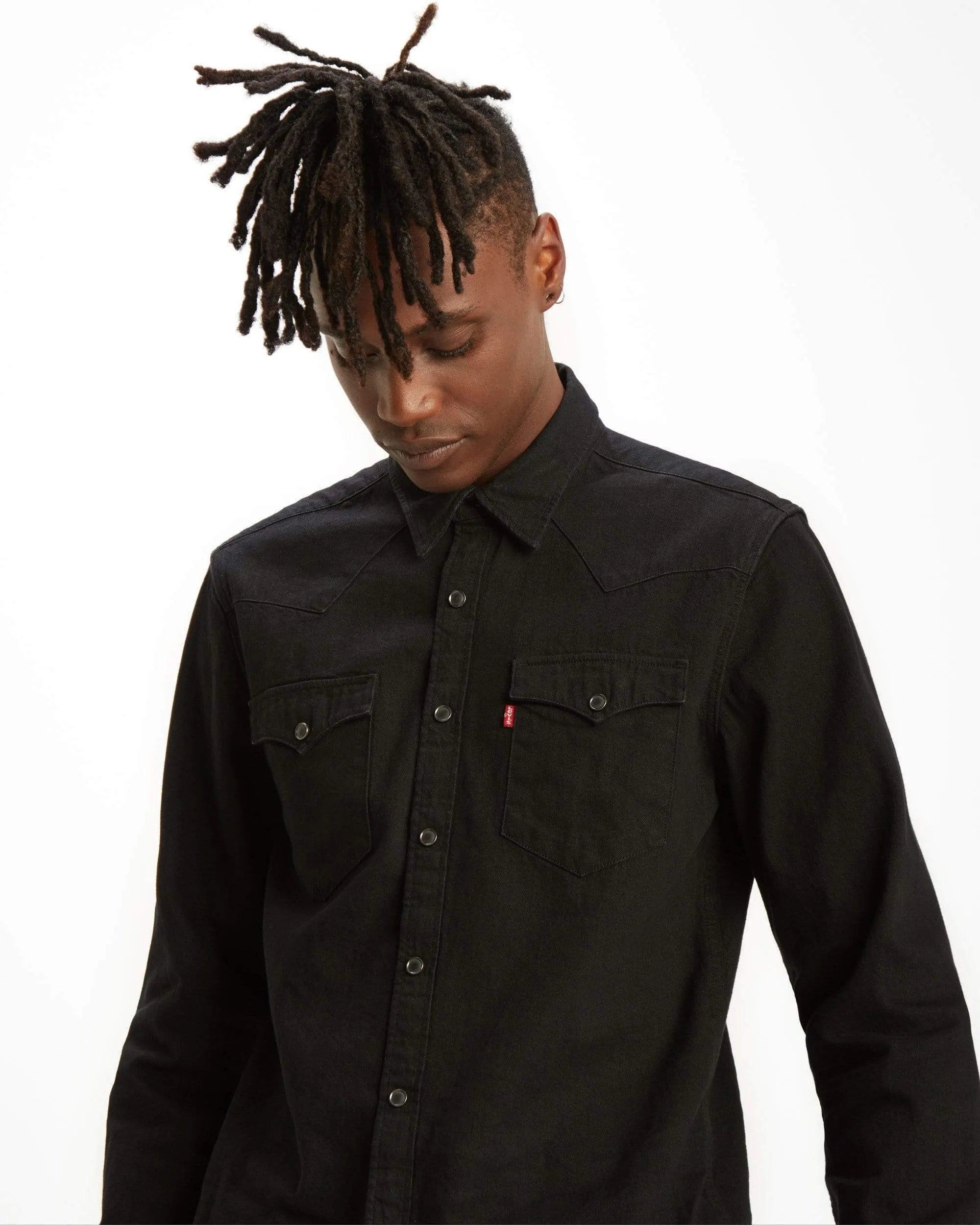 Levi's® Barstow Western Standard Shirt - Marble Black Denim Rinse