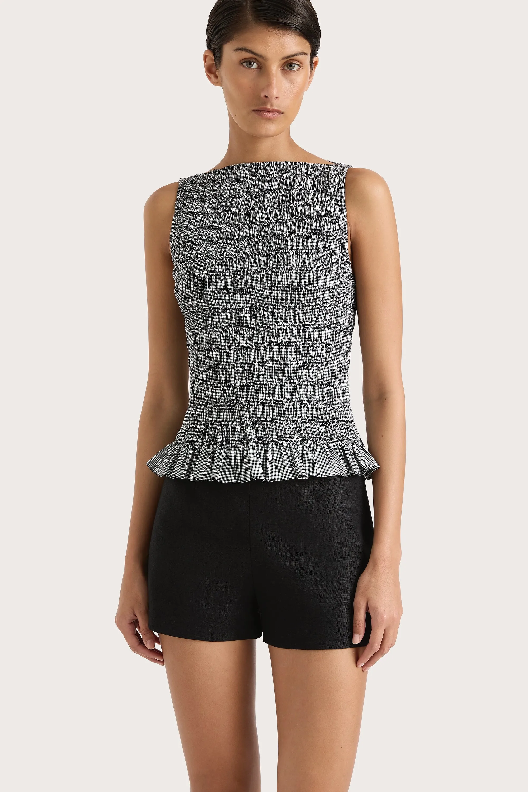 Margot Top Gingham Black