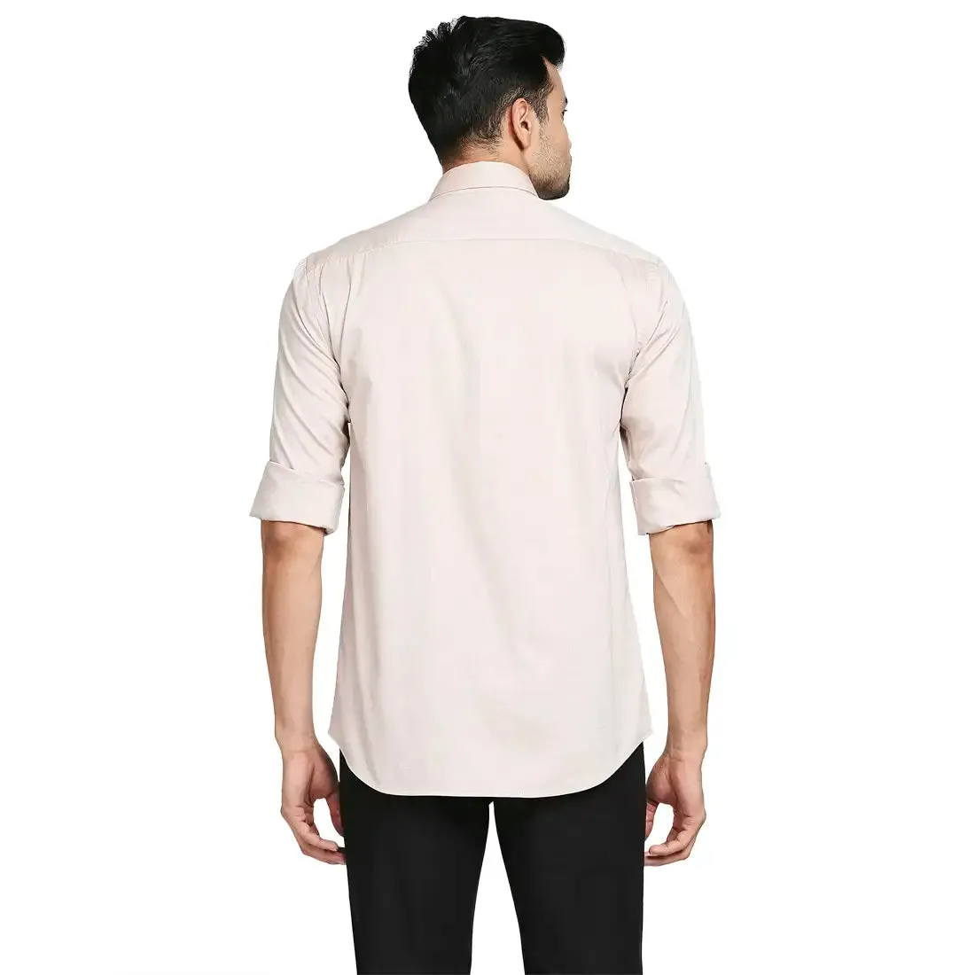 Men Brown Tailored Fit Solid Cotton Full Sleeve Shirts