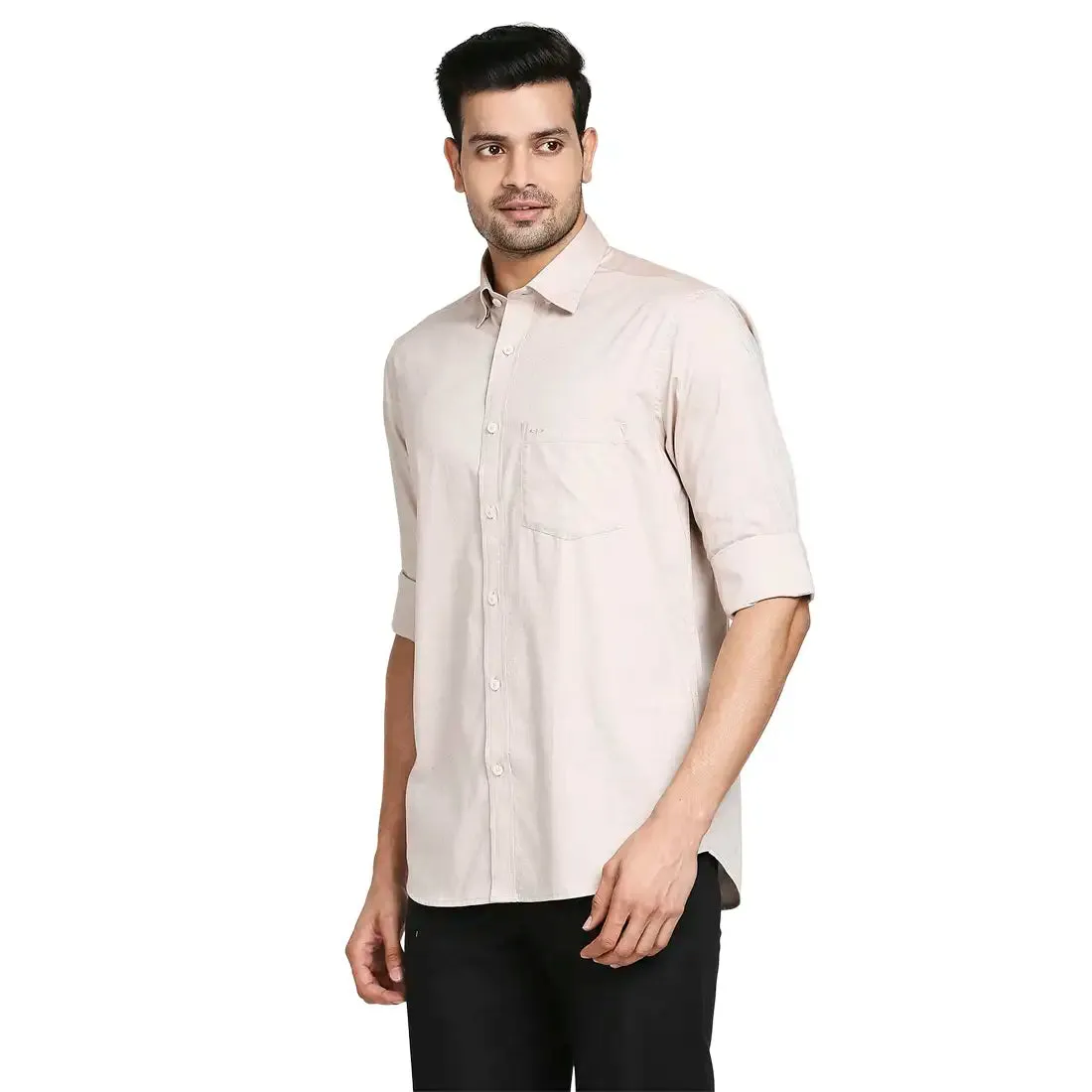 Men Brown Tailored Fit Solid Cotton Full Sleeve Shirts
