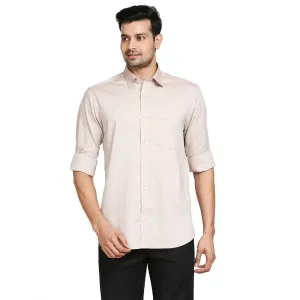 Men Brown Tailored Fit Solid Cotton Full Sleeve Shirts
