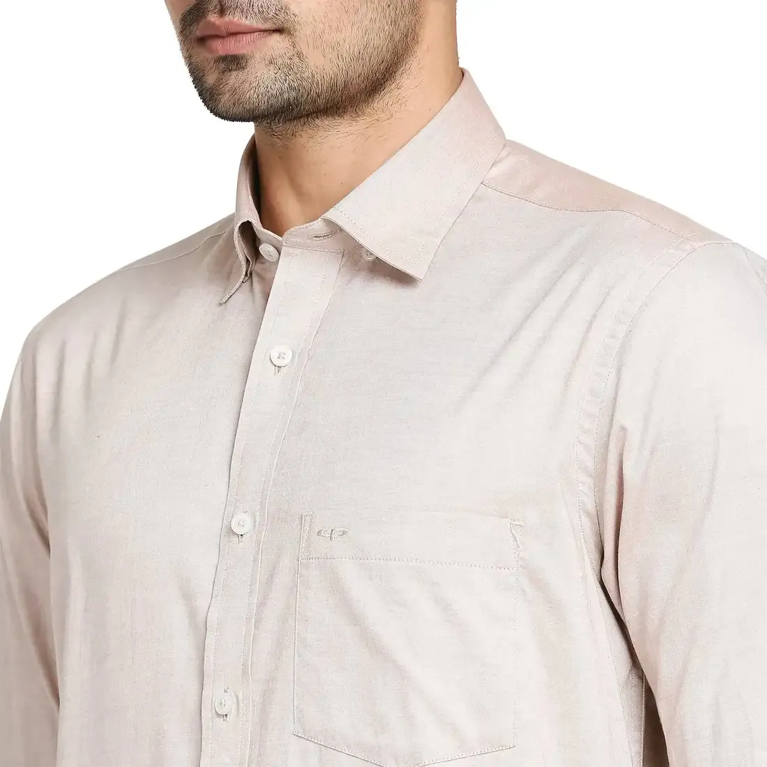 Men Brown Tailored Fit Solid Cotton Full Sleeve Shirts