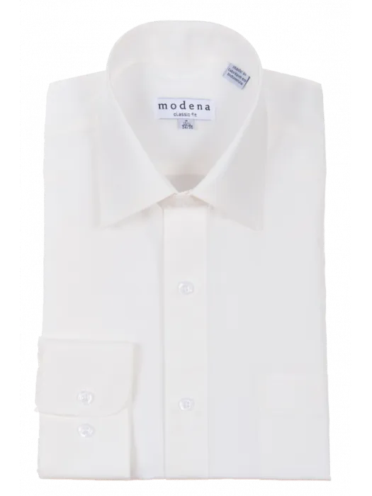 Men's Classic Fit Solid Egg Shell Spread Collar Cotton Dress Shirt
