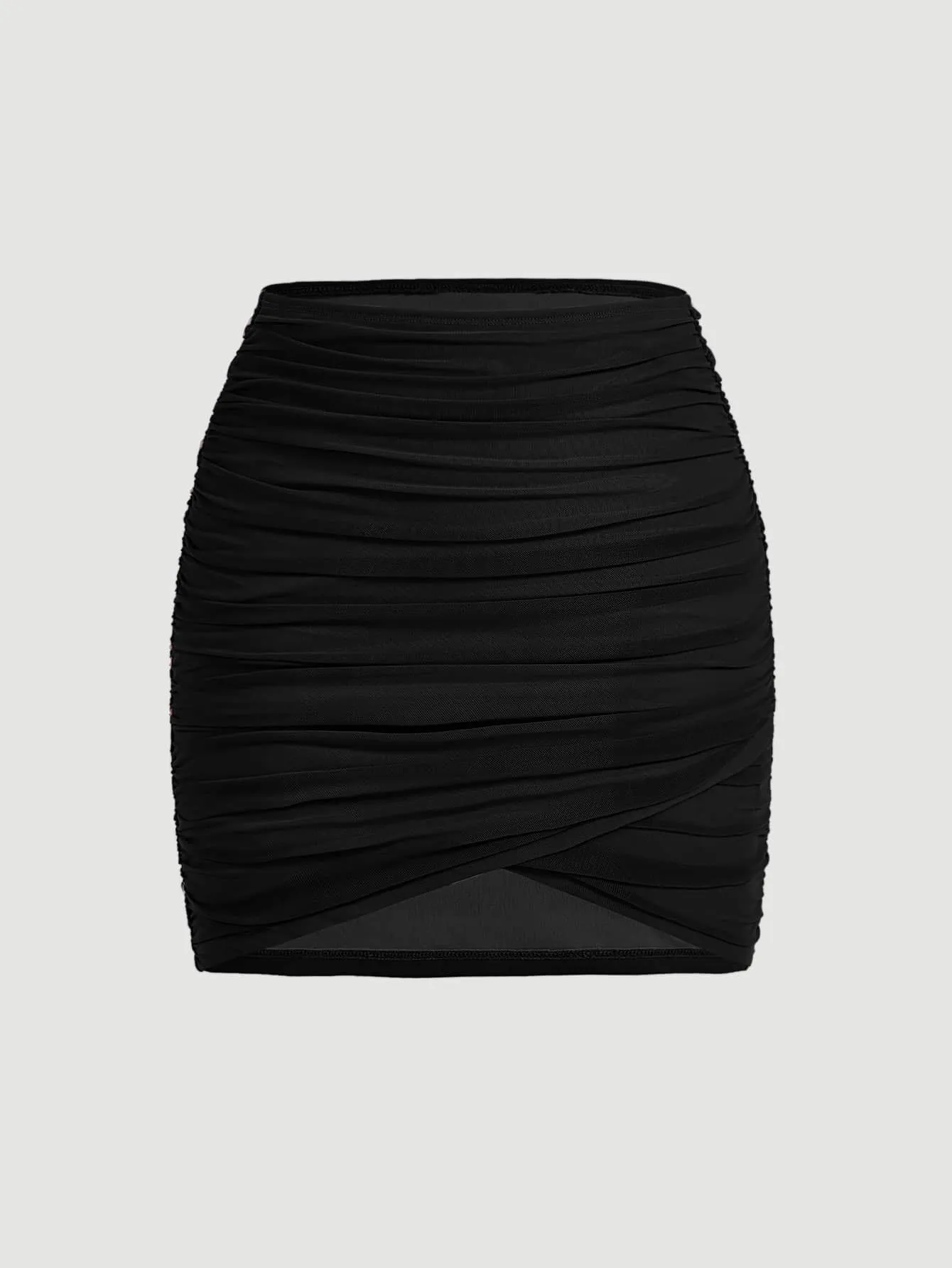 MOD Club Women Outfits Spring Break Mini Skirt Solid Ruched Wrap Bodycon Skirt