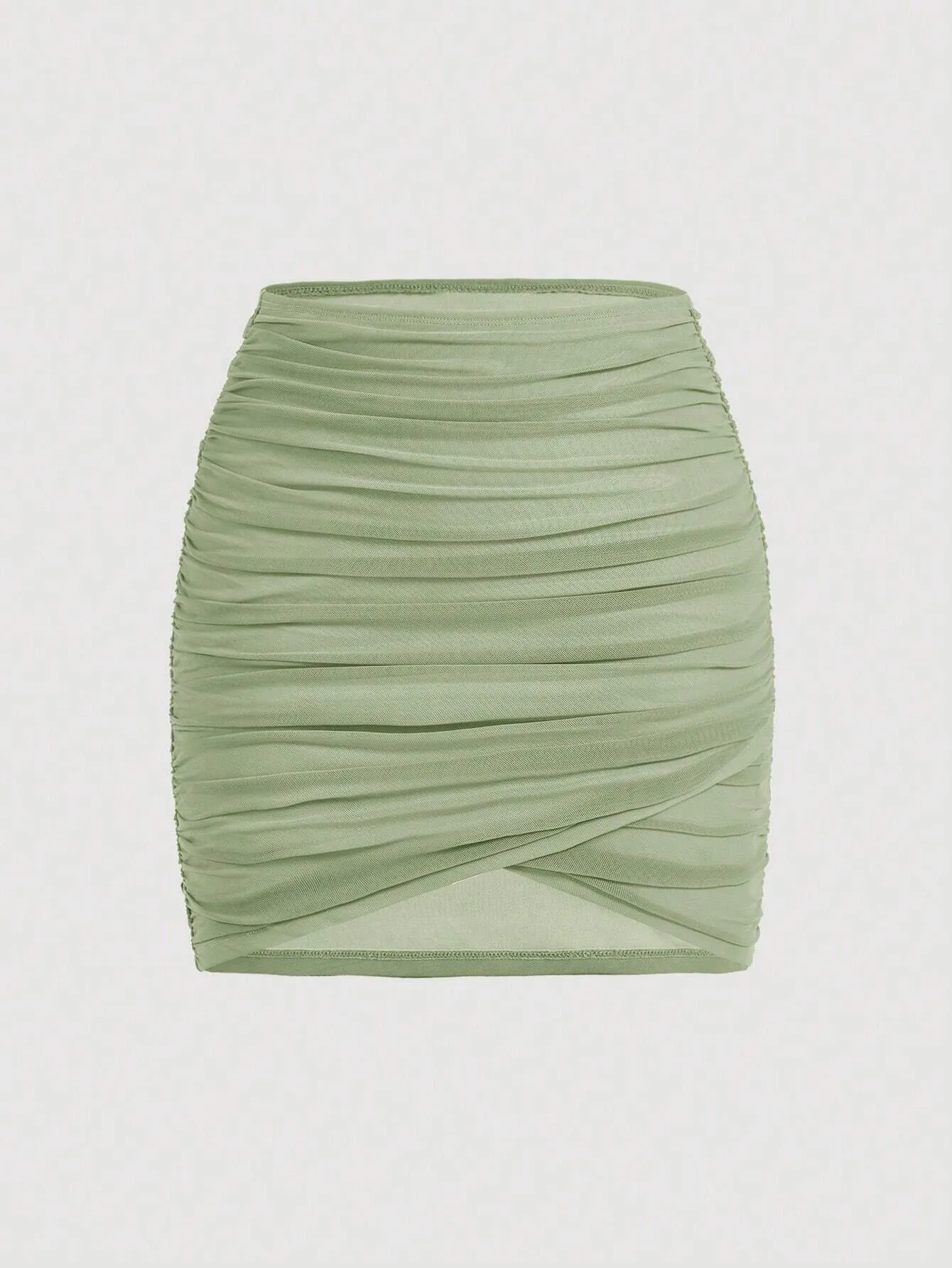 MOD Club Women Outfits Spring Break Mini Skirt Solid Ruched Wrap Bodycon Skirt