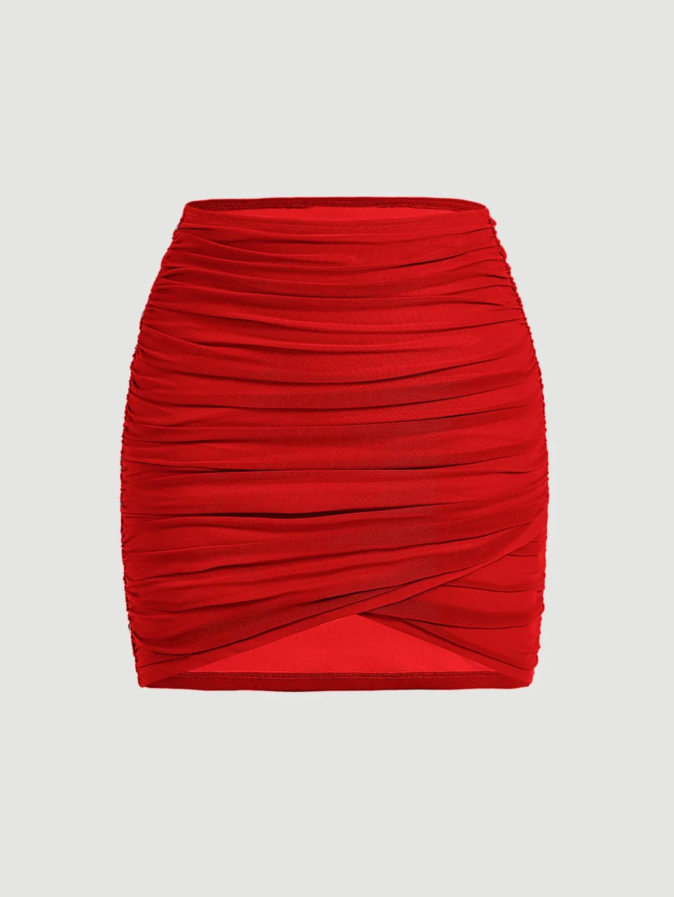 MOD Club Women Outfits Spring Break Mini Skirt Solid Ruched Wrap Bodycon Skirt
