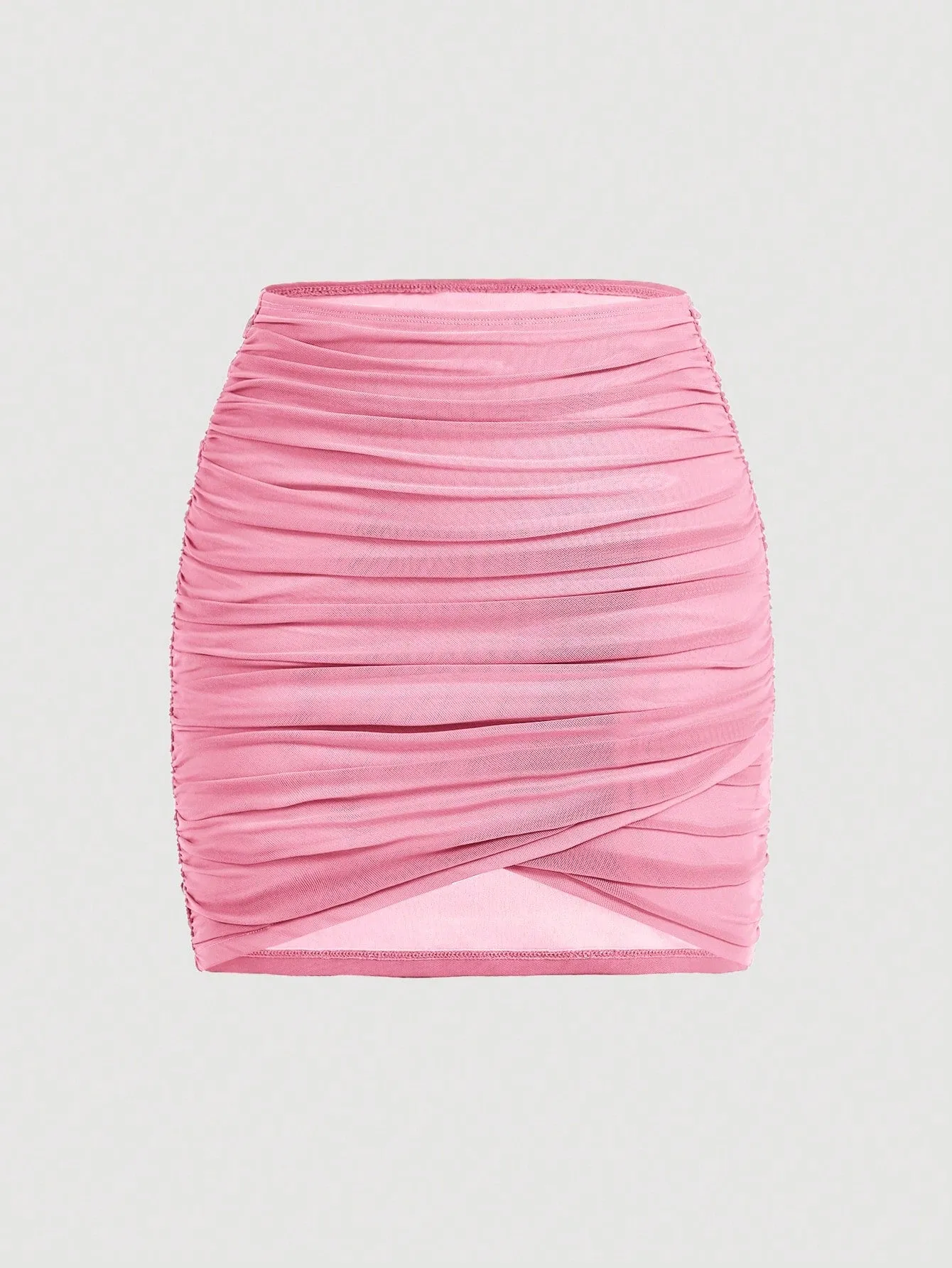 MOD Club Women Outfits Spring Break Mini Skirt Solid Ruched Wrap Bodycon Skirt