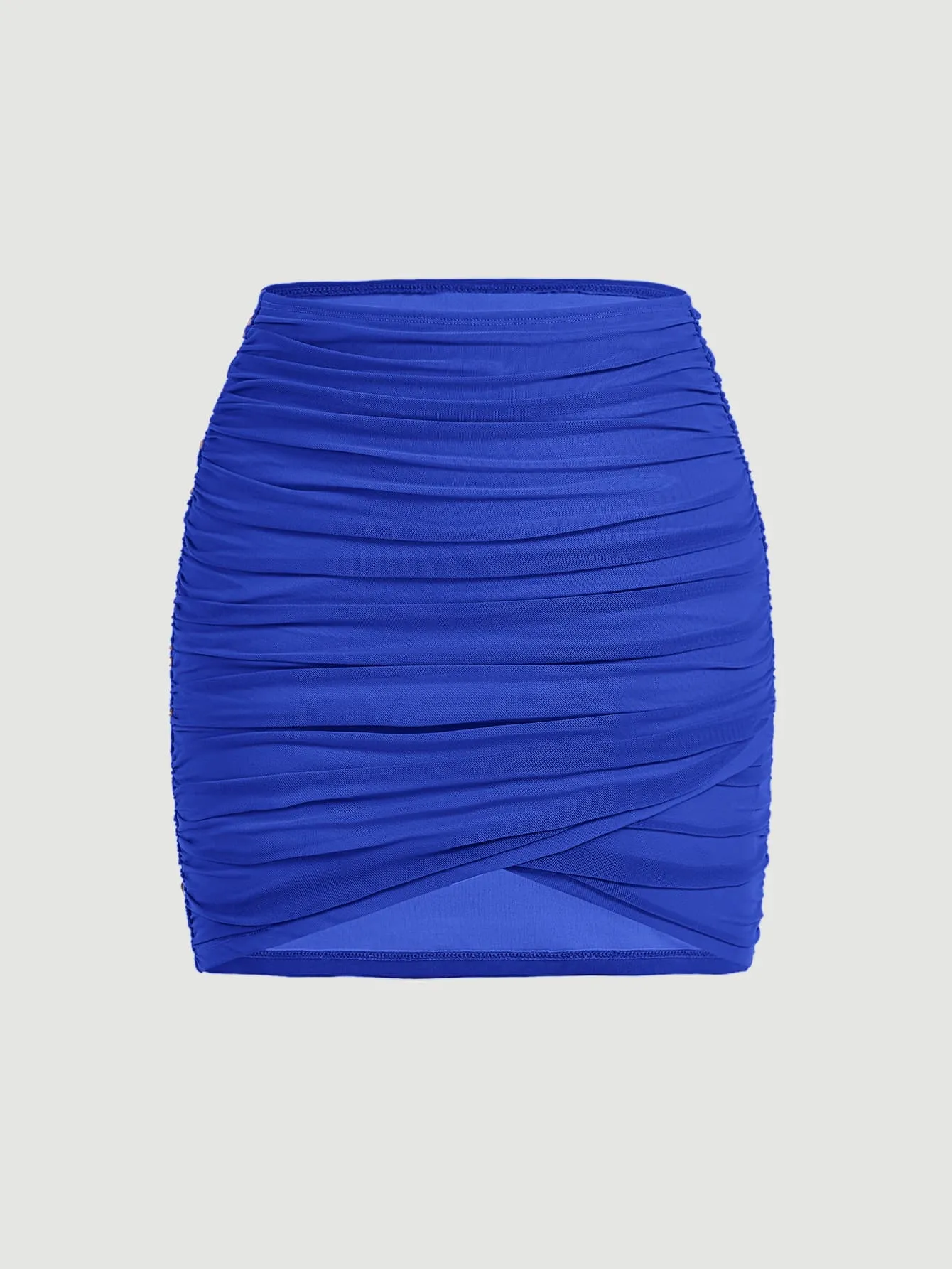 MOD Club Women Outfits Spring Break Mini Skirt Solid Ruched Wrap Bodycon Skirt