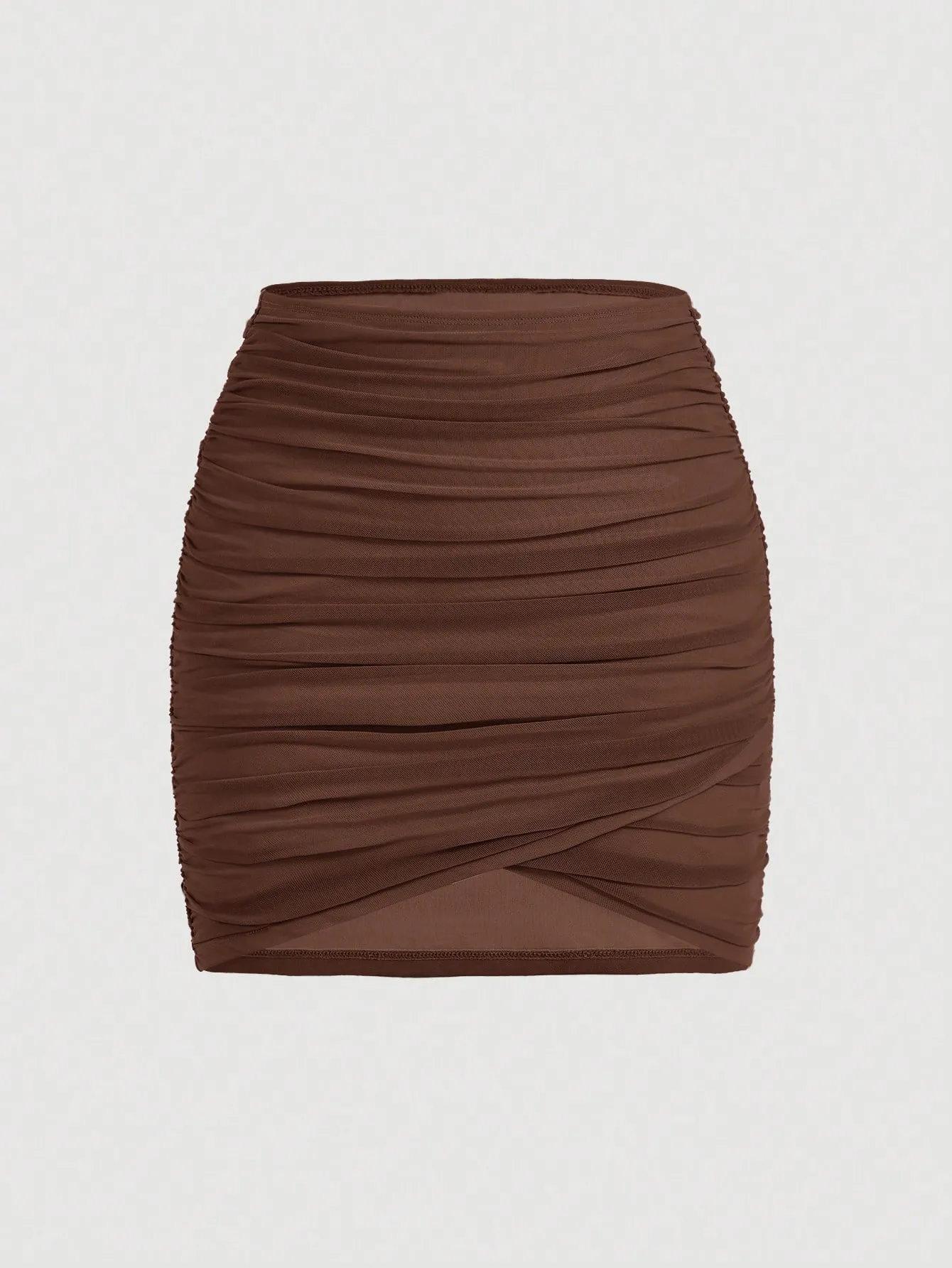 MOD Club Women Outfits Spring Break Mini Skirt Solid Ruched Wrap Bodycon Skirt