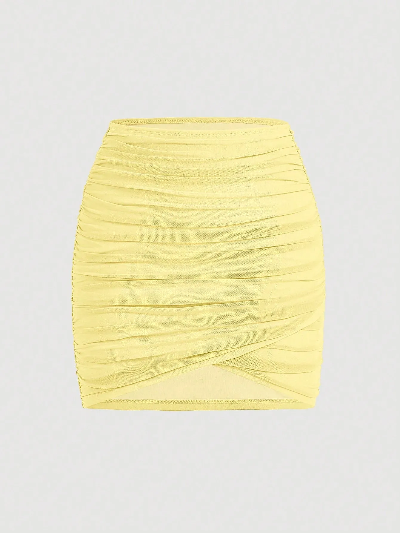 MOD Club Women Outfits Spring Break Mini Skirt Solid Ruched Wrap Bodycon Skirt