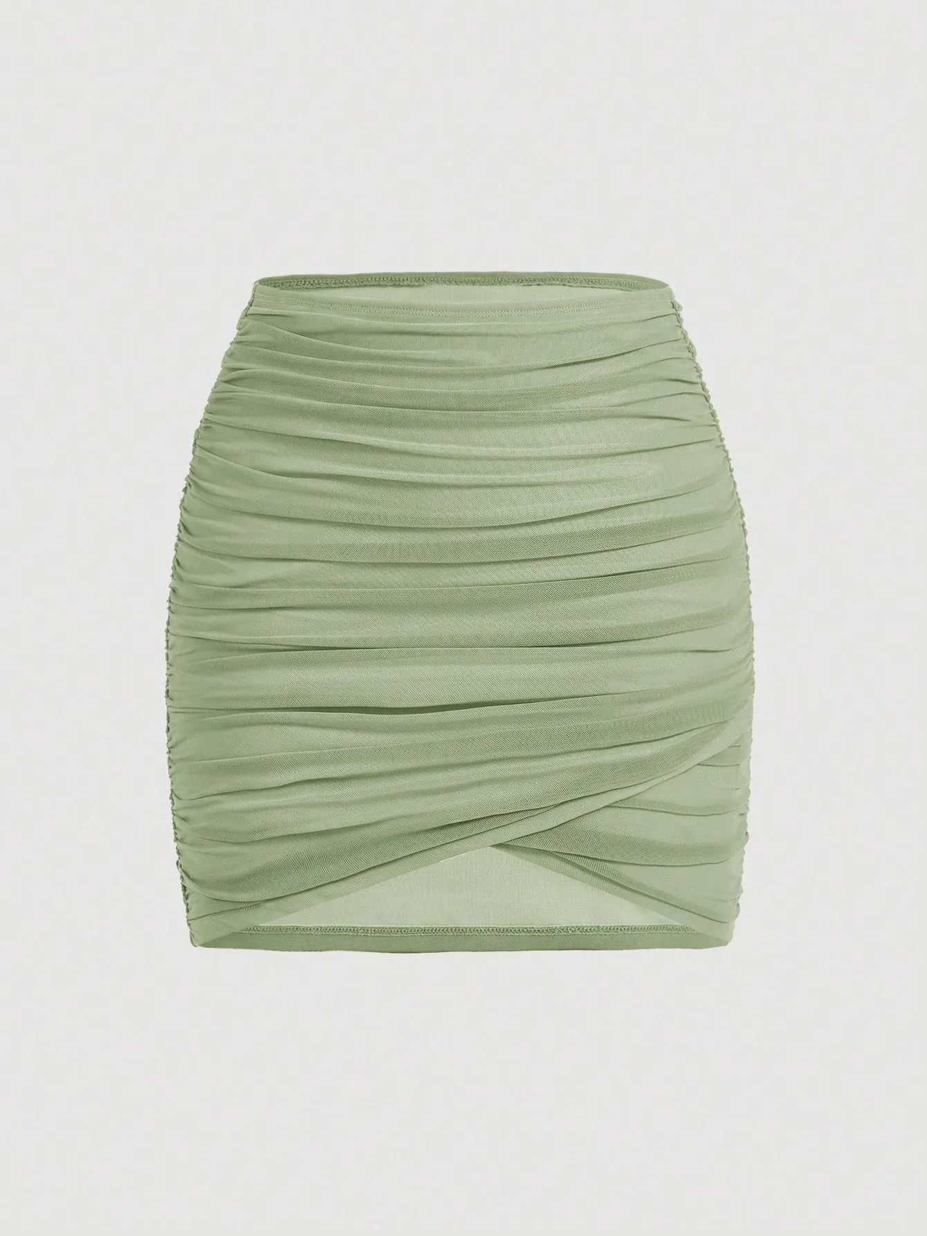 MOD Club Women Outfits Spring Break Mini Skirt Solid Ruched Wrap Bodycon Skirt