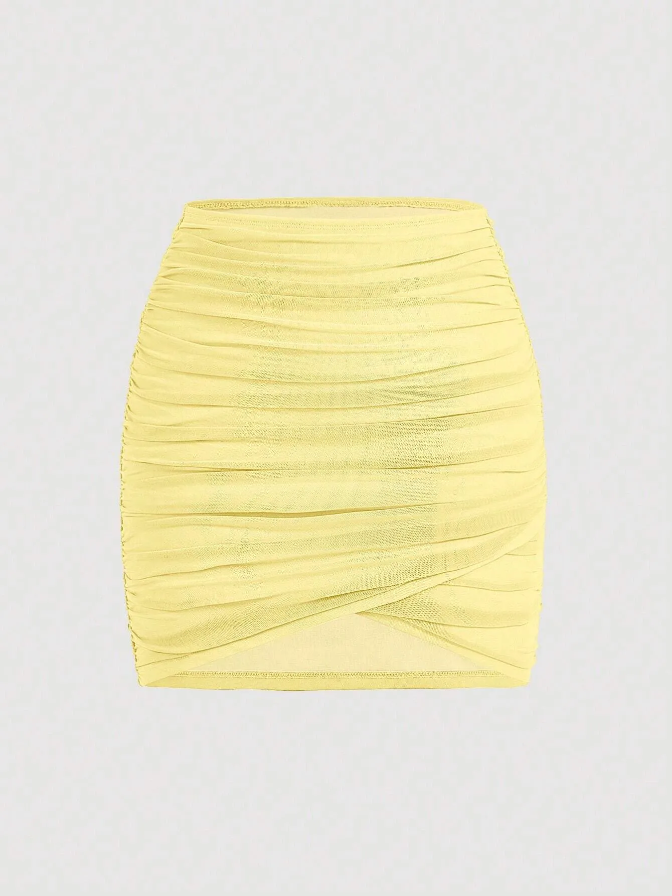 MOD Club Women Outfits Spring Break Mini Skirt Solid Ruched Wrap Bodycon Skirt