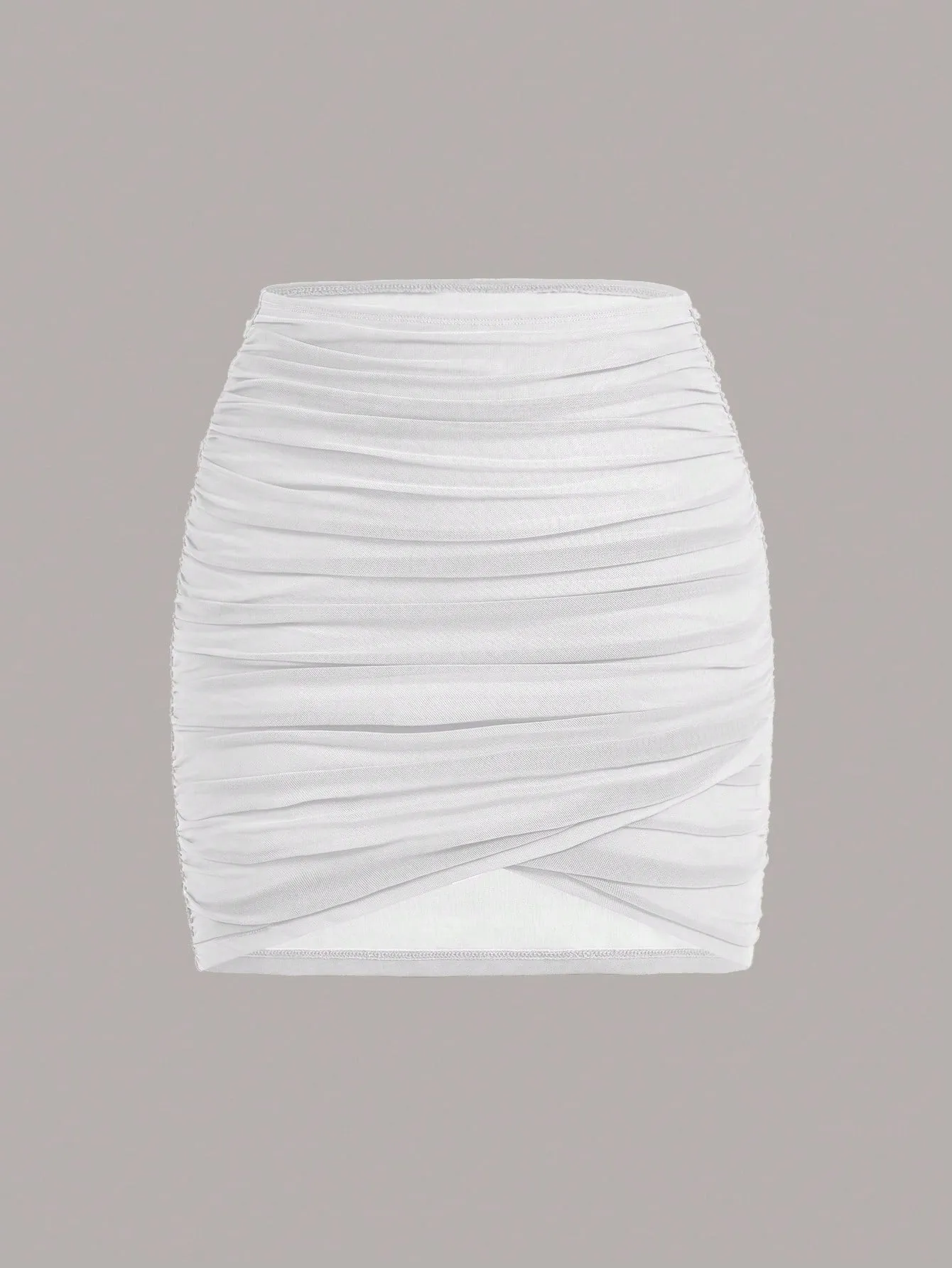 MOD Club Women Outfits Spring Break Mini Skirt Solid Ruched Wrap Bodycon Skirt