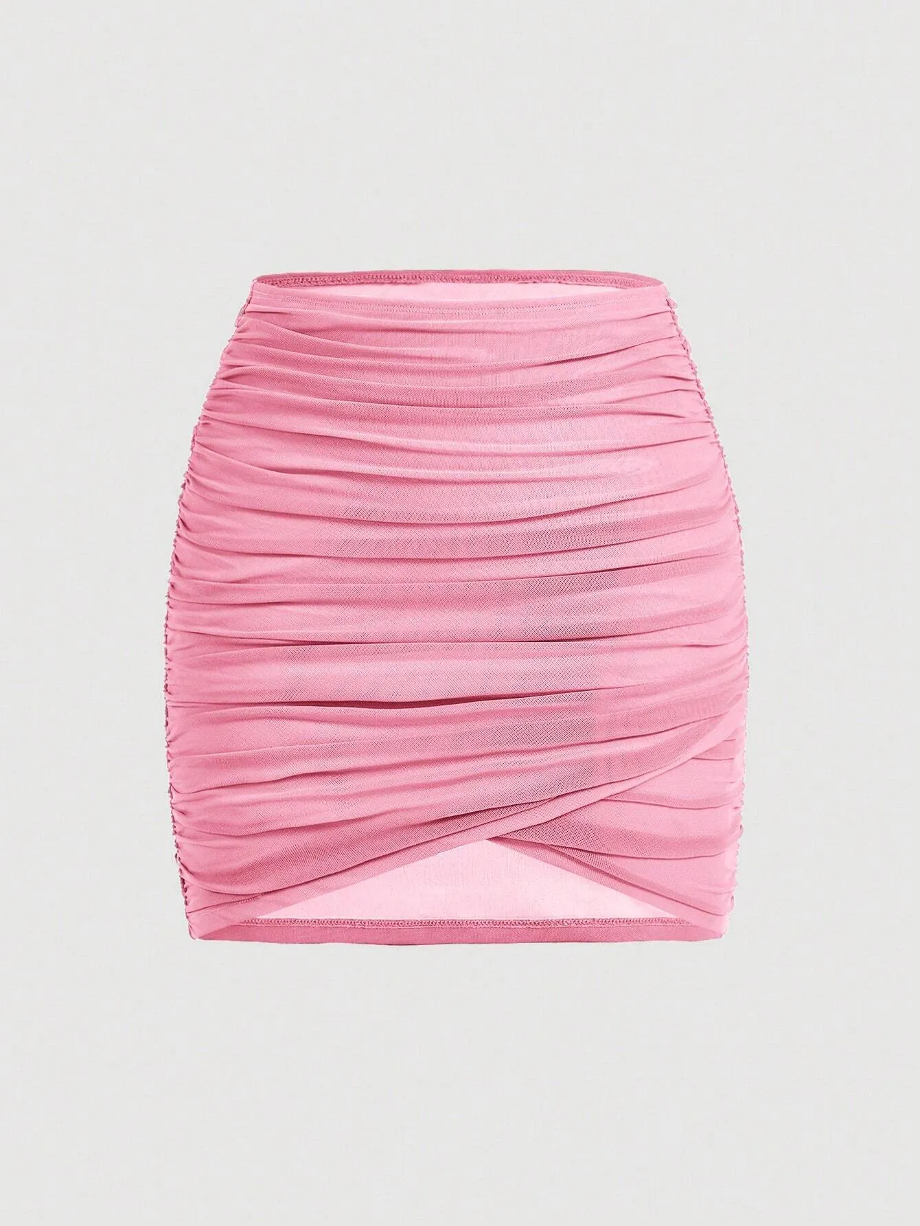 MOD Club Women Outfits Spring Break Mini Skirt Solid Ruched Wrap Bodycon Skirt