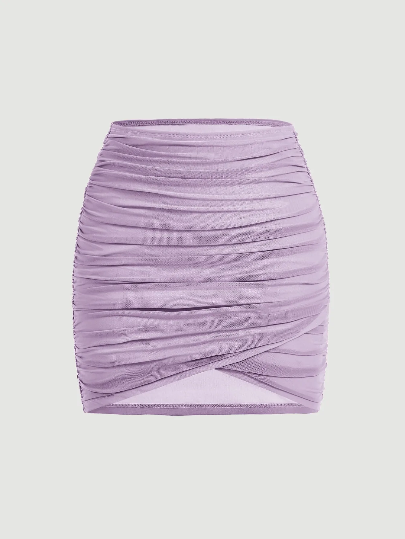 MOD Club Women Outfits Spring Break Mini Skirt Solid Ruched Wrap Bodycon Skirt