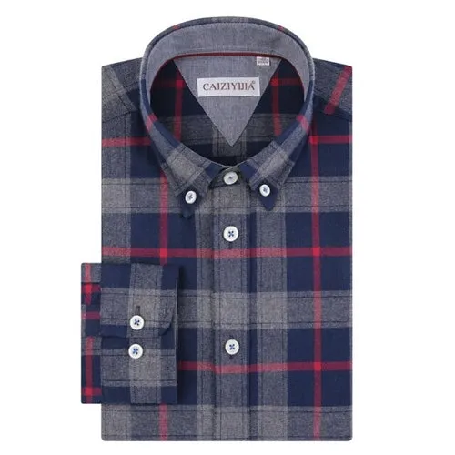 New Mens' Leisure Plaid Shirts 100% Cotton Soft  checked design Long
