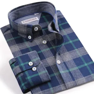 New Mens' Leisure Plaid Shirts 100% Cotton Soft  checked design Long