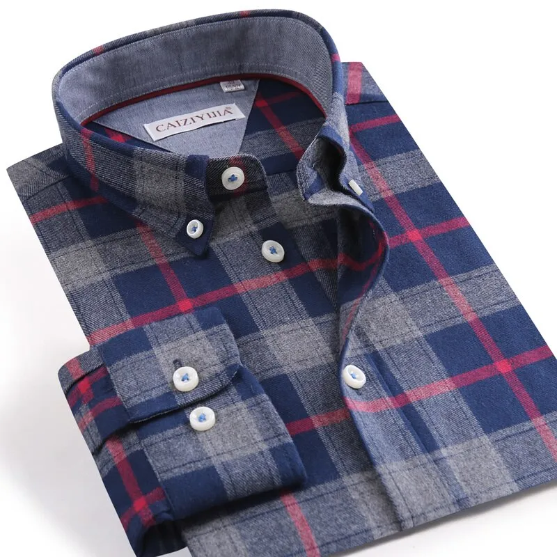 New Mens' Leisure Plaid Shirts 100% Cotton Soft  checked design Long