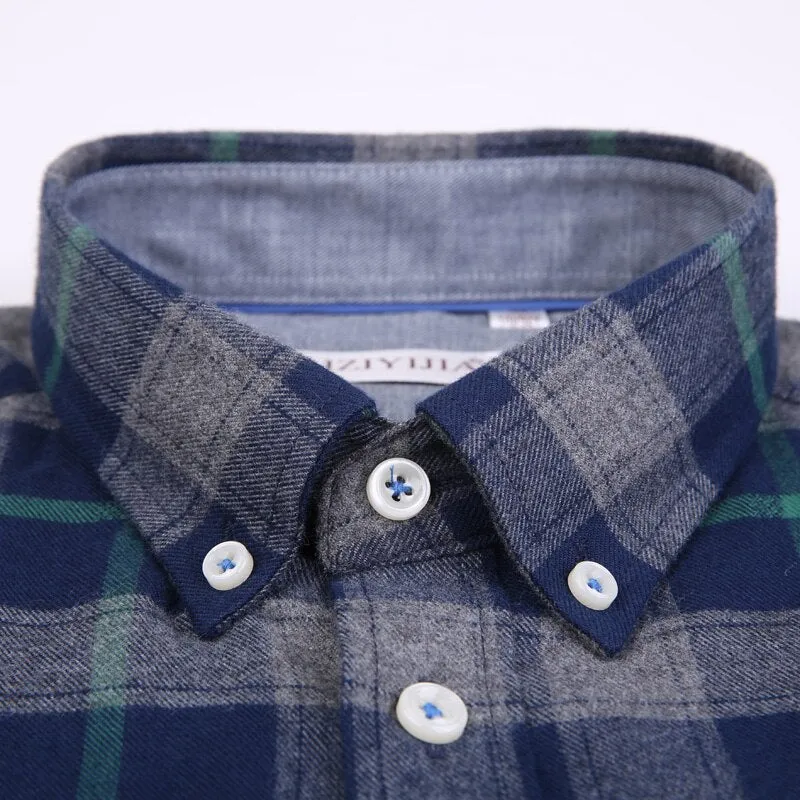 New Mens' Leisure Plaid Shirts 100% Cotton Soft  checked design Long