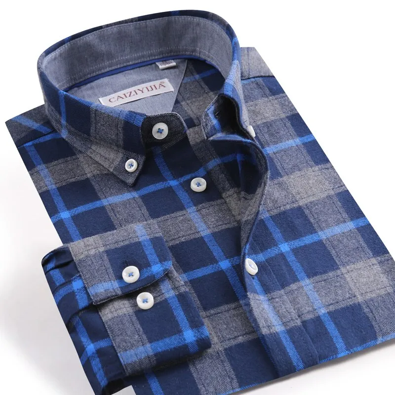 New Mens' Leisure Plaid Shirts 100% Cotton Soft  checked design Long