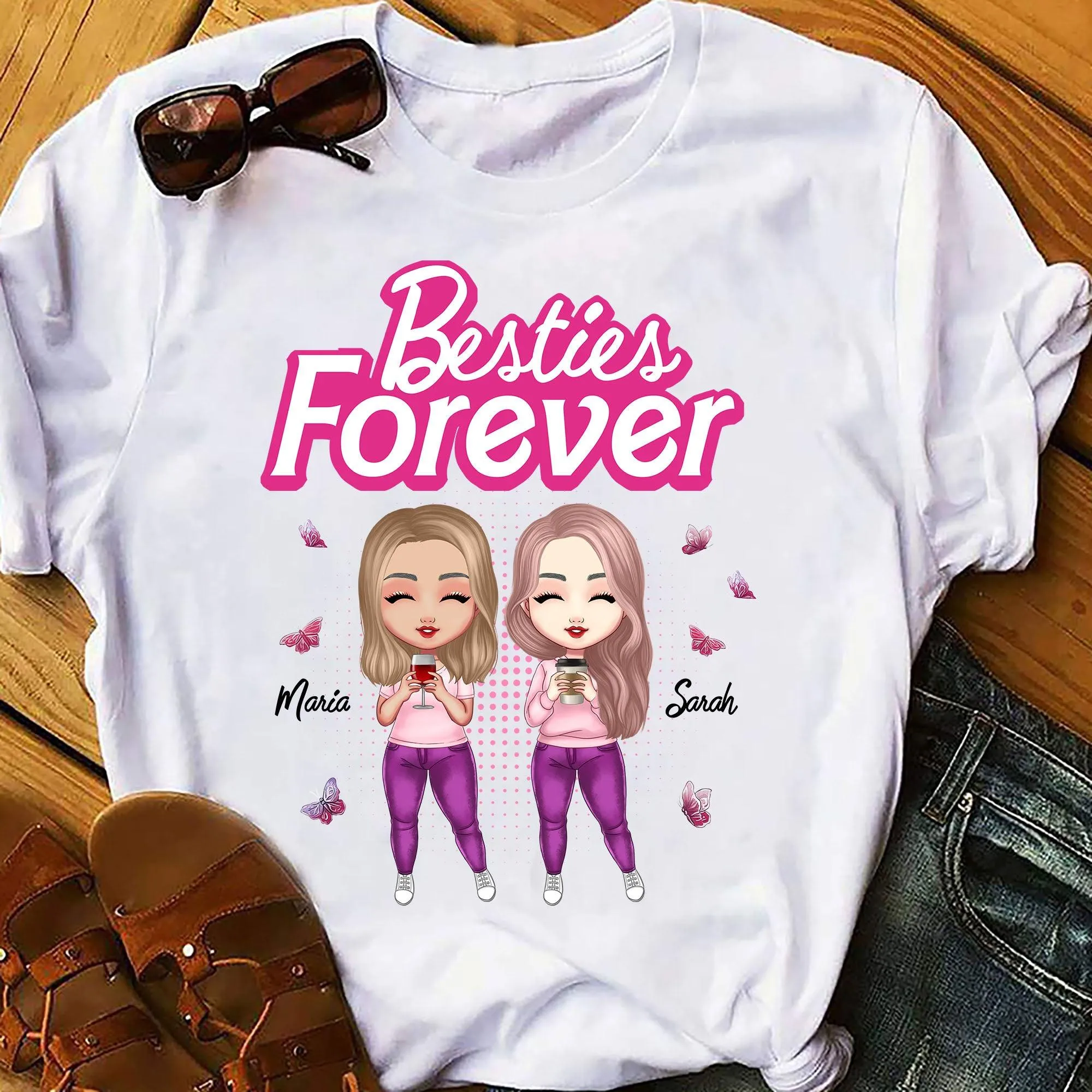 Personalized Besties Forever T Shirt, Funny Gift For Friends, Gift For Besties
